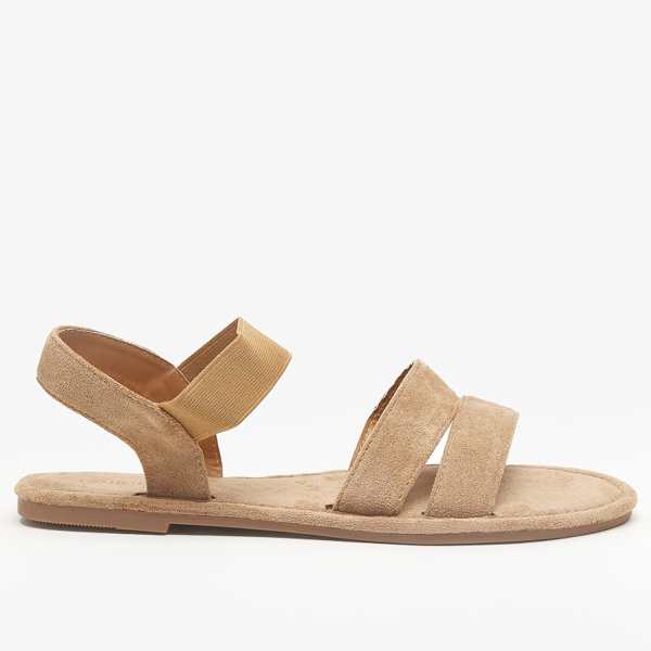 OUTLET Svetlohnedé dámske eko semišové ploché sandále Nerina - topánky