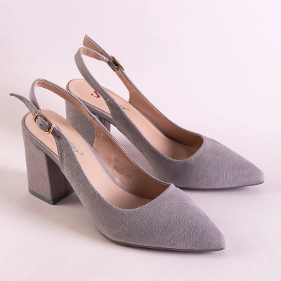 OUTLET Šedé dámske sandále na vysokom podpätku Dolores - Obuv