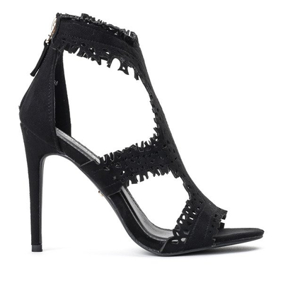 Czarne sandały na szpilce Biona - Obuwie