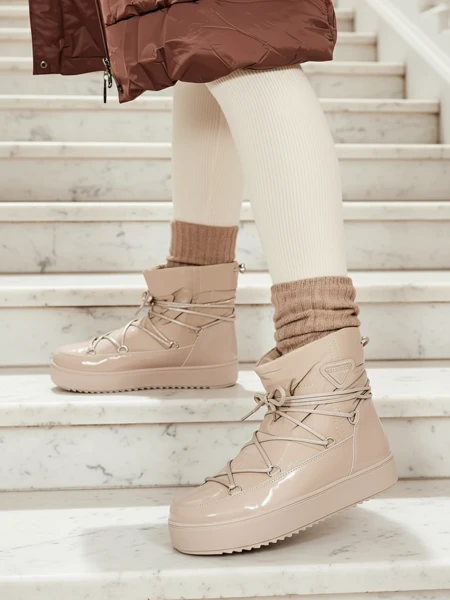 Royalfashion Dámske slip-on čižmy a'la snow boots vo svetlohnedej farbe Vevnose