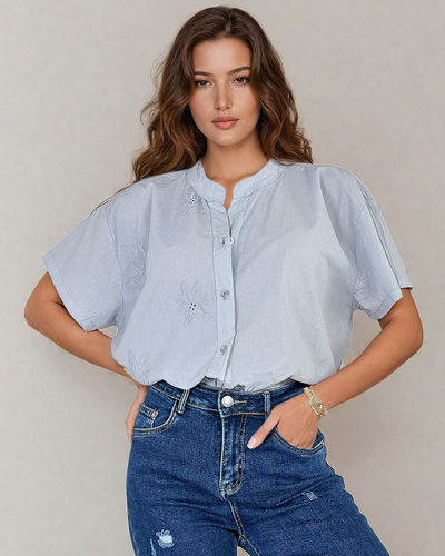 Royalfashion Dámska oversize košeľa s výšivkou