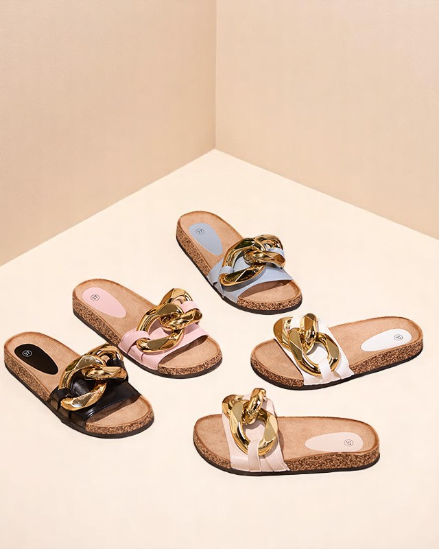 Béžové dámske papuče so zdobením Sofig-Footwear