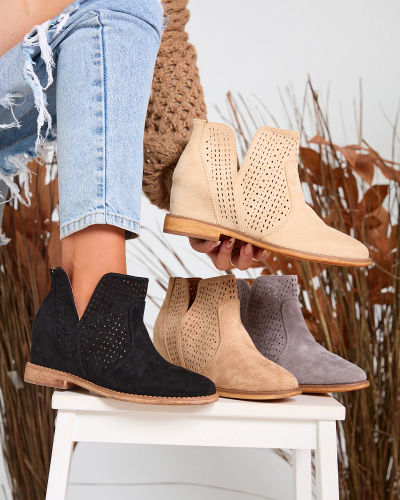 Béžové boty na kovovém podpatku s kovovým podpatkem Besis - Footwear 1