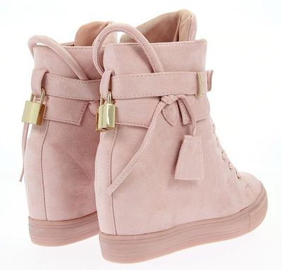 Różowe sneakersy na koturnie - Obuwie