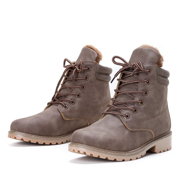 Ocieplane trapery Maggie w kolorze khaki- Obuwie