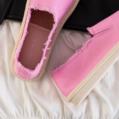 VÝPLET Ružové tkané espadrilky pre ženy - Obuv