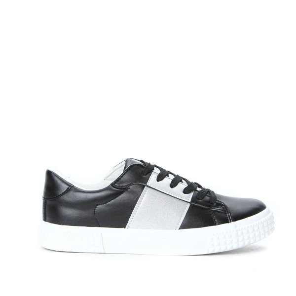 Czarno-srebrne tenisówki Ella- Obuwie