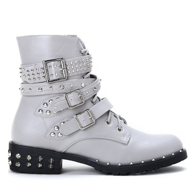 Szare workery z ćwiekami Stephanie - Obuwie