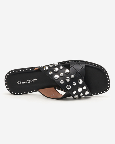 Čierne dámske papuče s kamienkami Rokina - Obuv