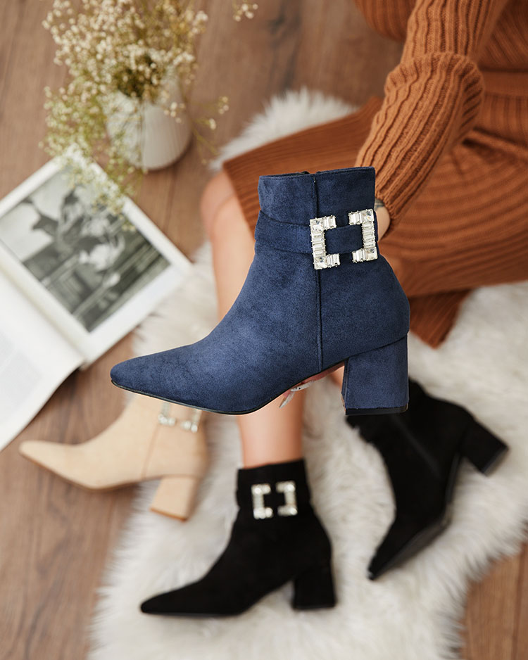 Royalfashion Námornícka modrá dámske nízke čižmy Masemart