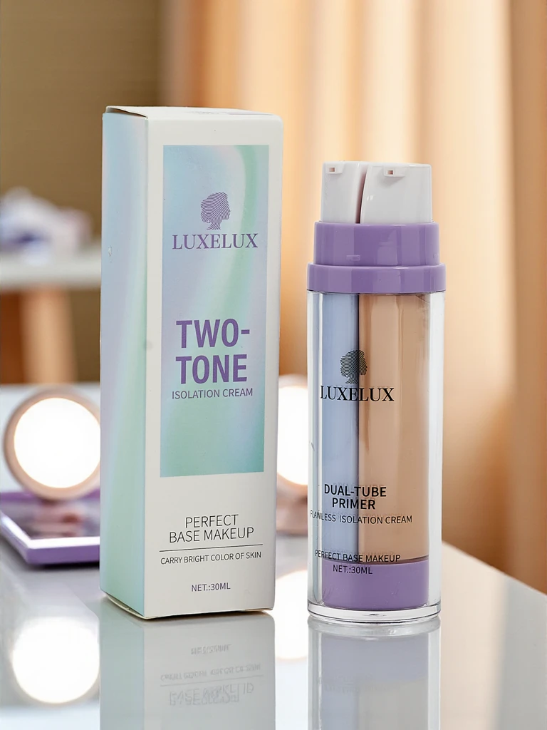 Krema 2 v 1 z vijolično podlago za ličenje in tekočo podlago - nevtralizira rumene in zemeljske tone