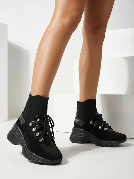 Royalfashion Dámske čierne zateplené tenisky Aleppo