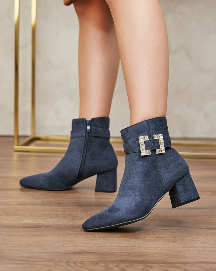 Royalfashion Námornícka modrá dámske nízke čižmy Masemart