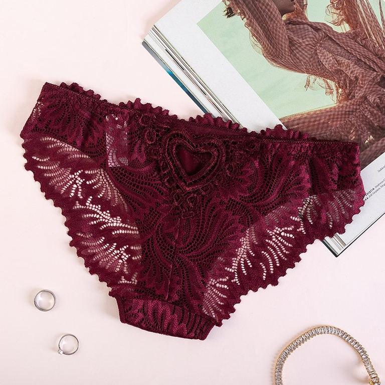 Dámske gaštanové čipkované nohavičky - Spodná bielizeň