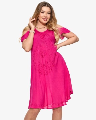 Fuchsiová Dámske plážové sukňové šaty - Oblečenie