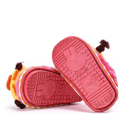 Czerwono-żólte kapcie dziecięce Pochi - Obuwie