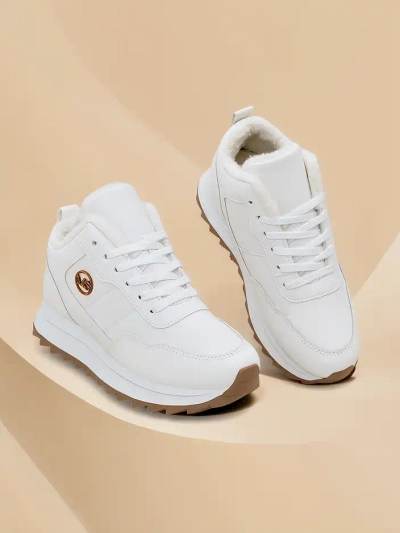 Royalfashion Alba Ženske podložene superge bele Eko usnje na platformi