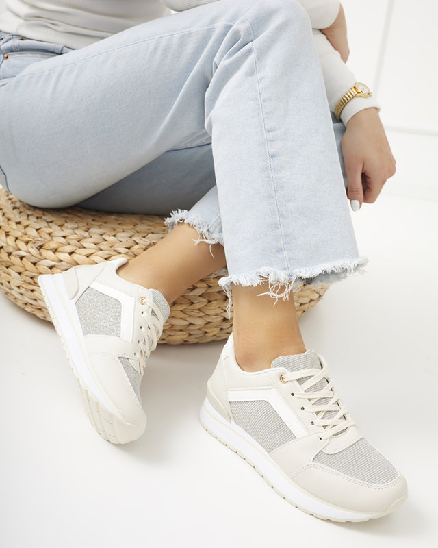 OUTLET Béžové dámske športové tenisky s trblietkami Berilan - Obuv