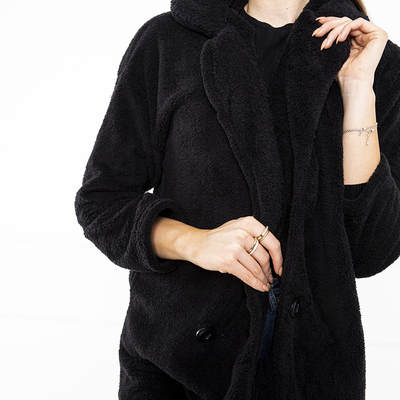 Čierna teplá dámska mikina na gombíky - Oblečenie