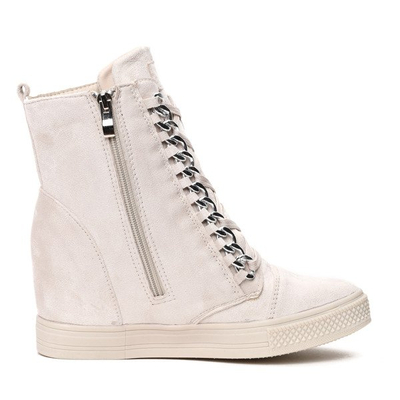 Beżowe sneakersy na krytym koturnie Savanetha - Obuwie