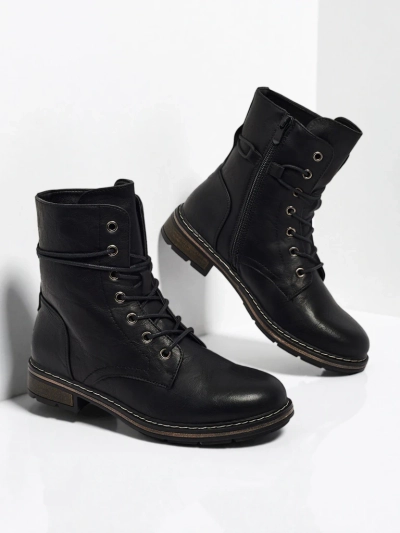 Eko usnjeni ženski gležnarji z vezalkami Ravonna