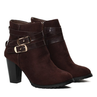 OUTLET Brązowe botki na słupku Ortona - Obuwie