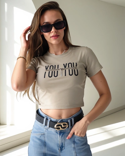 Royalfashion Dámsky bavlnený crop top s nápisom