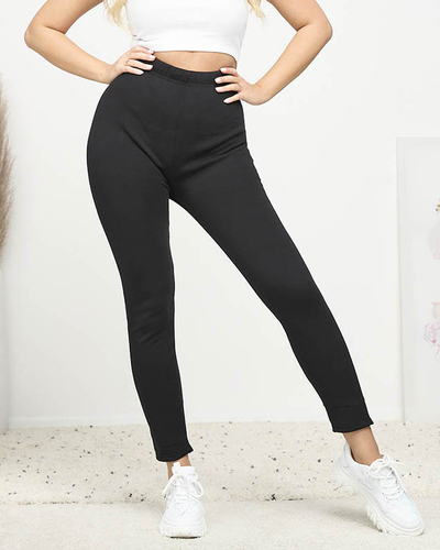 Čierne klasické dámske legíny so zateplením PLUS SIZE - Oblečenie