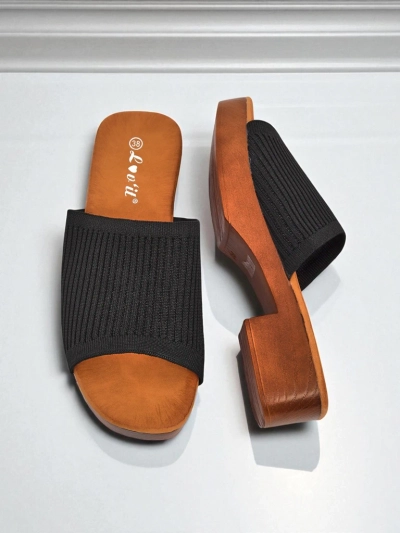 Royalfashion Ženski natikači z nizko peto Ribbed Grace
