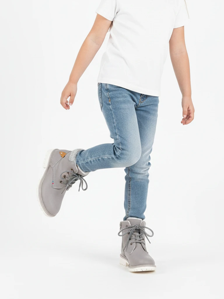 Šedé chlapčenské zateplené špičkové topánky - Obuv