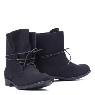 Czarne workery z tkaniny Miya- Obuwie