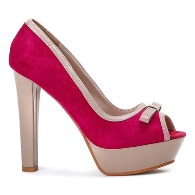 Czółenka z wycięciem na palcach w kolorze fuksji - Obuwie