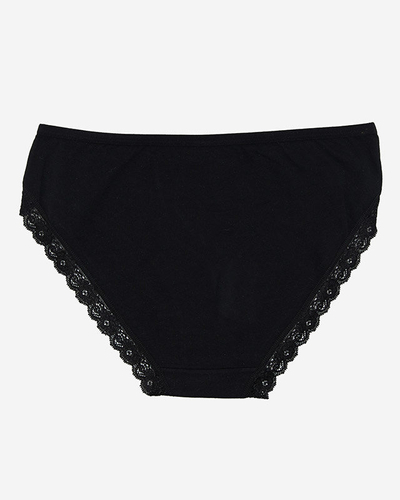 Dámske čierne bavlnené nohavičky s čipkou - Spodná bielizeň