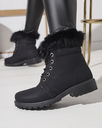Klasické dámske čižmy a'la trapper v čiernej farbe Lausa- Footwear
