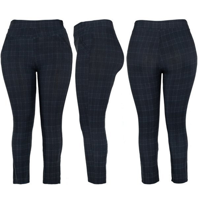 Černé legíny plus velikosti s námořnickou modrou kontrolou - Kalhoty 1