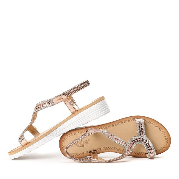 Sandály s platformou Rose Gold se zlacenými zirkony - Obuv 1
