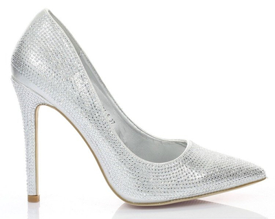 Srebrne czółenka szpilka - Obuwie