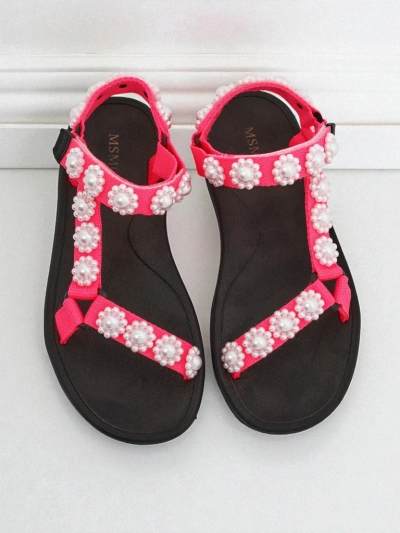 Sandali Livia Rosa – Udobni ženski sandali Royalfashion z bisernimi okrasnimi kamenčki