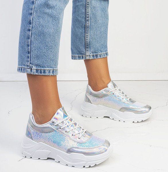 Stříbrná sportovní obuv s flitry Bling - obuv 1