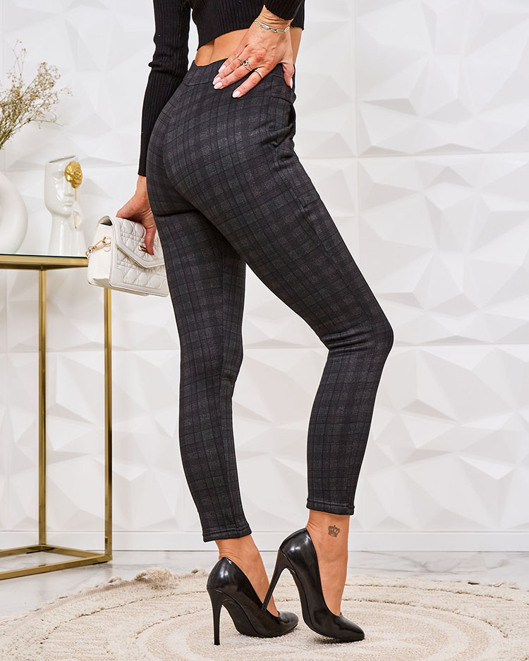 Royalfashion Dámske zateplené kockované tegingové nohavice