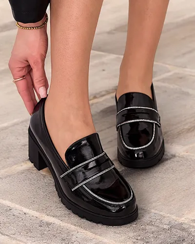 Royalfashion Dámske lakované mokasíny Befies