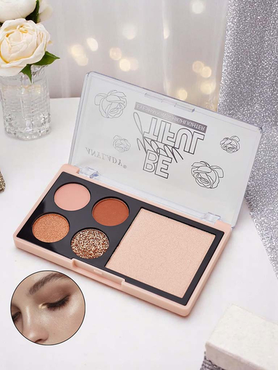 Paleta 4 očných tieňov s trblietkami a rozjasňovačom Ruby Glamour