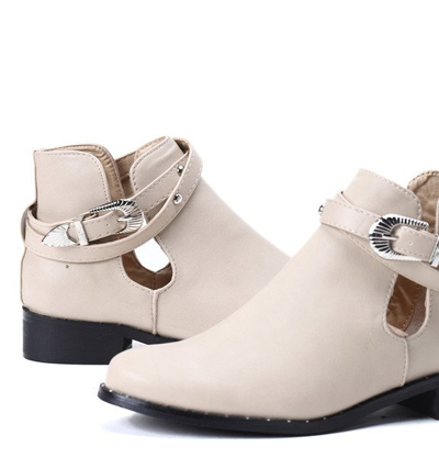 Beżowe botki z wycięciami Heather- Obuwie