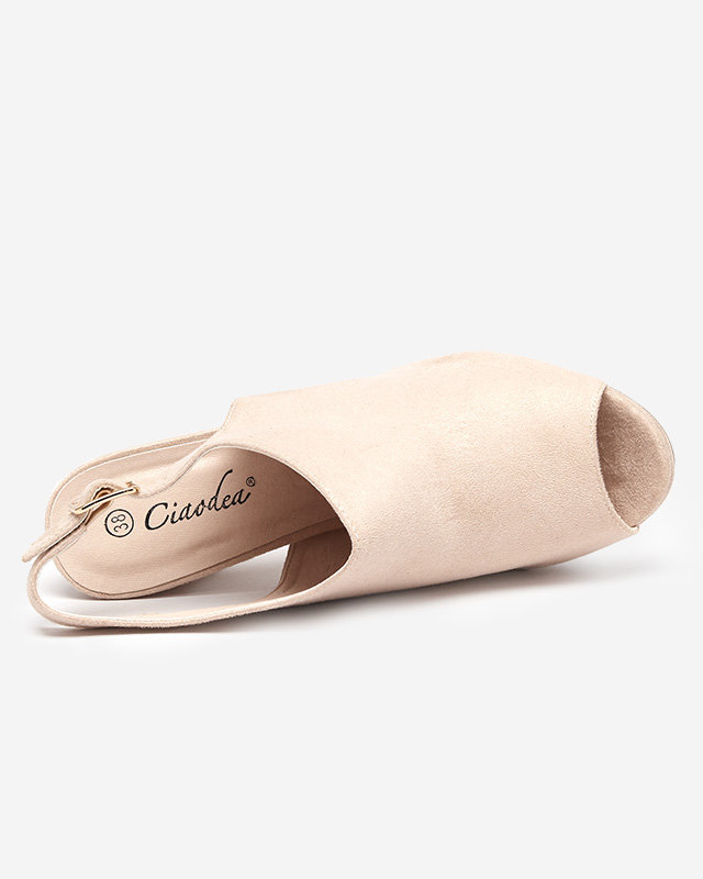 Béžové dámske sandále na vyššom stĺpiku Weteri - Obuv