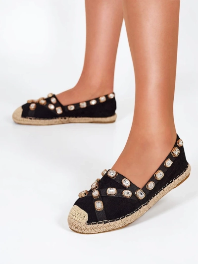 Čierne dámske espadrilky s kryštálmi Wamba - Obuv