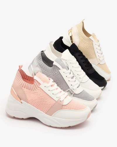 Biele dámske športové tenisky na podpätku Ezetta- Obuv