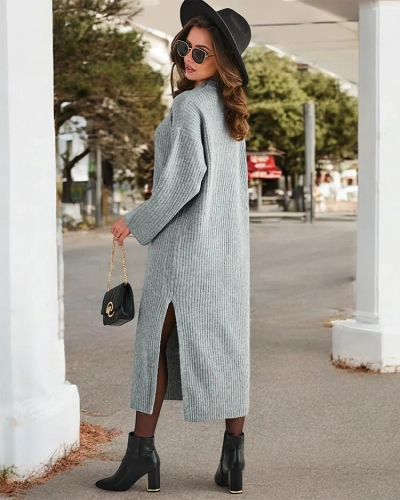 Royalfashion Ženský dlhý sveterový šat