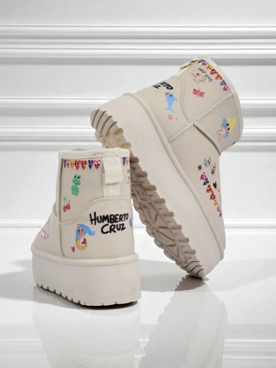 Škornji Lemuria - Kremni snežni škornji Doodle z debelim podplatom Furrini