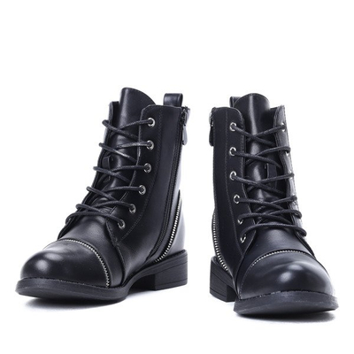 Czarne workery z suwakami Nelly - Obuwie