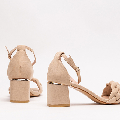 OUTLET Béžové dámske sandále so zdobeným opaskom Venesi - Topánky